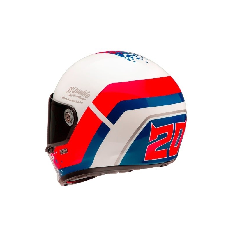 HJC V10 Fabio Quartararo 20 Retro zárt motoros bukósisak fehér-piros-kék
