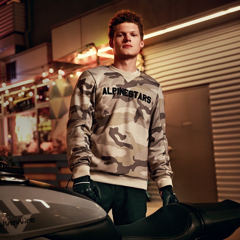 Alpinestars Legit Crew Fleece motoros pulóver világos terepszínű-szürke