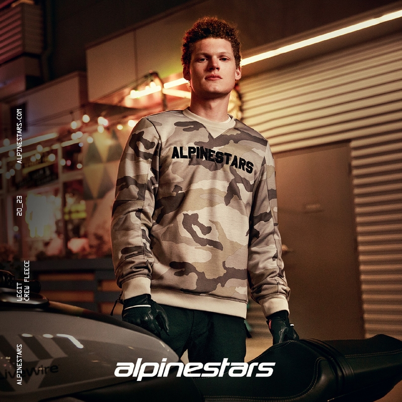 Alpinestars Legit Crew Fleece motoros pulóver világos terepszínű-szürke