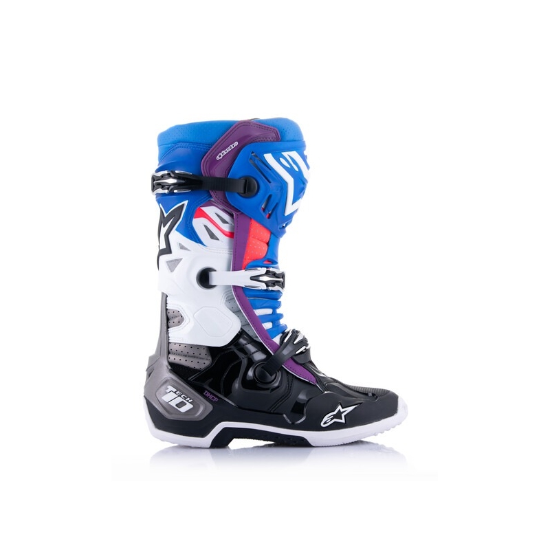 Alpinestars Tech 10 Supervented perforált motoros csizma kék-lila-rózsaszín-fehér-szürke-fekete