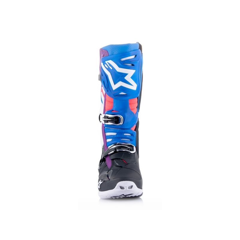 Alpinestars Tech 10 Supervented perforált motoros csizma kék-lila-rózsaszín-fehér-szürke-fekete