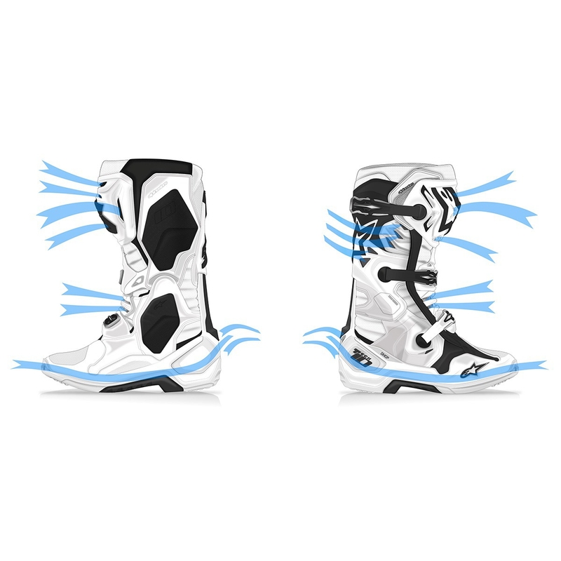 Alpinestars Tech 10 Supervented perforált motoros csizma kék-lila-rózsaszín-fehér-szürke-fekete