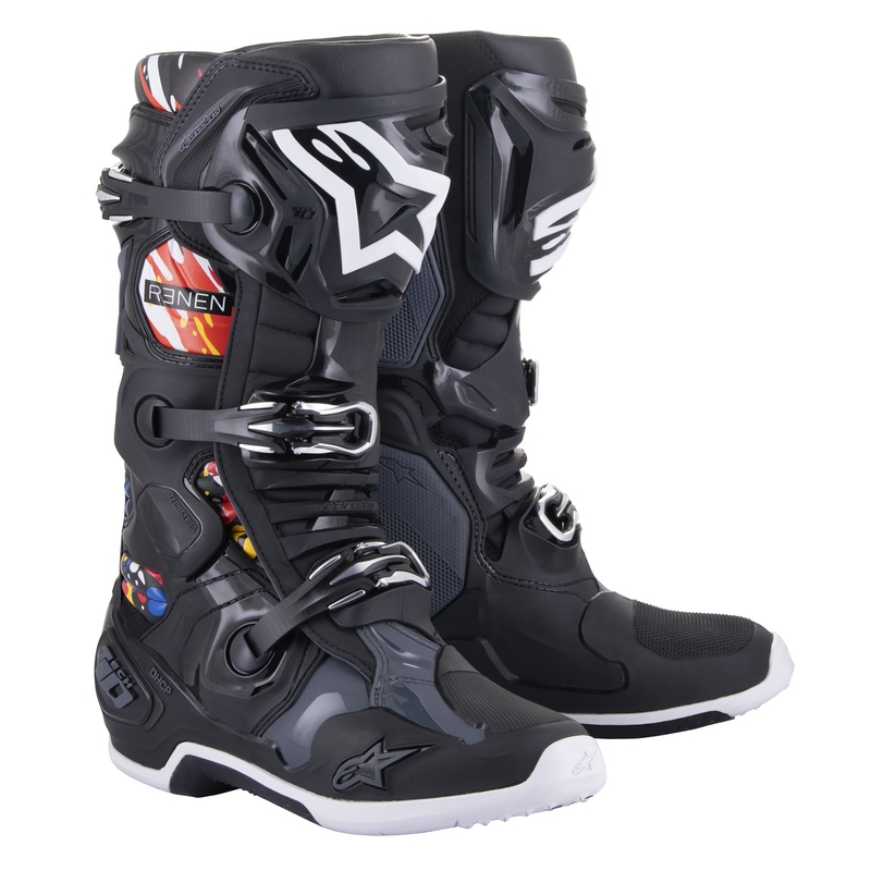 Alpinestars Tech 10 Limitált kiadás Renen motoros csizma fekete-szürke-fehér-multicolor