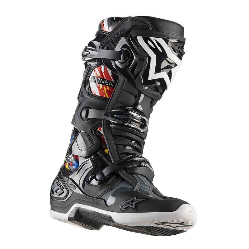 Alpinestars Tech 10 Limitált kiadás Renen motoros csizma fekete-szürke-fehér-multicolor