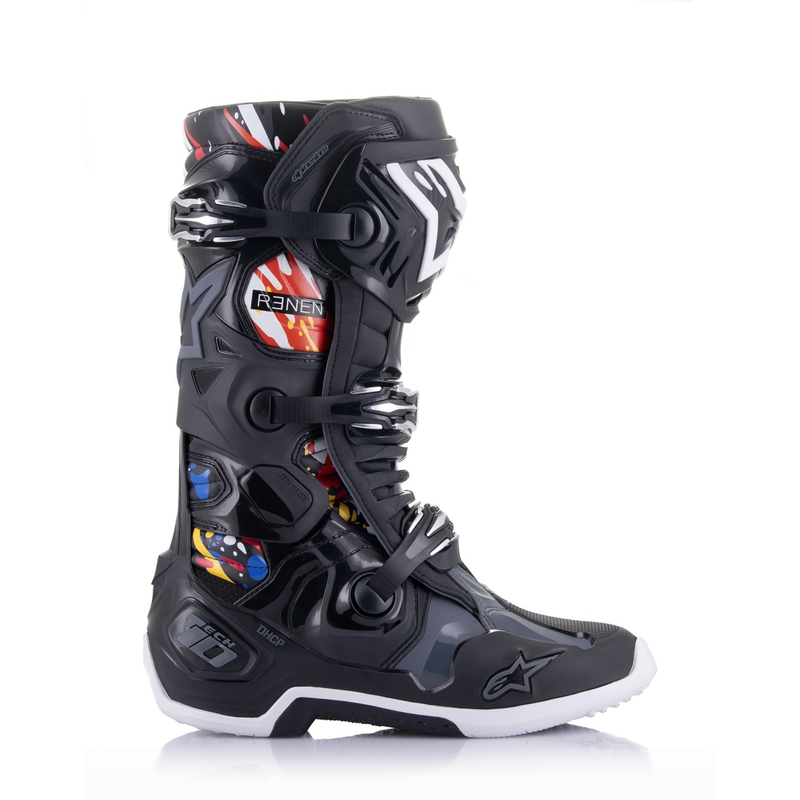 Alpinestars Tech 10 Limitált kiadás Renen motoros csizma fekete-szürke-fehér-multicolor