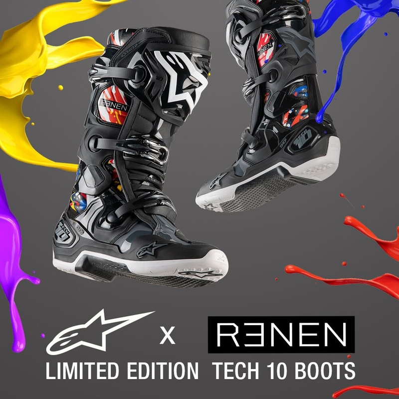Alpinestars Tech 10 Limitált kiadás Renen motoros csizma fekete-szürke-fehér-multicolor