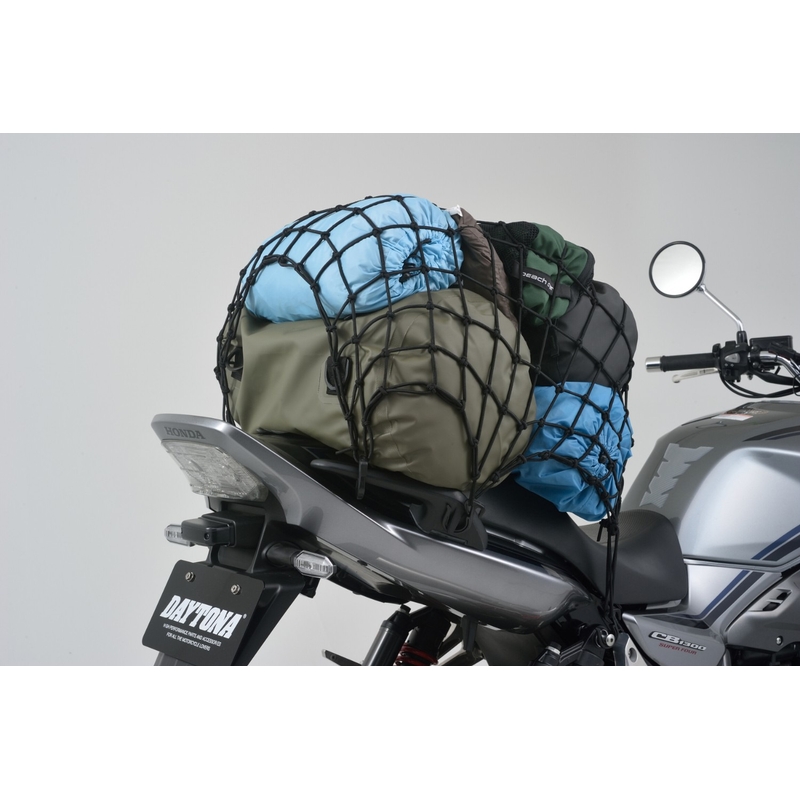 Daytona rugalmas csomagháló motorkerékpárra műanyag kampókkal fekete 60 x 60 cm