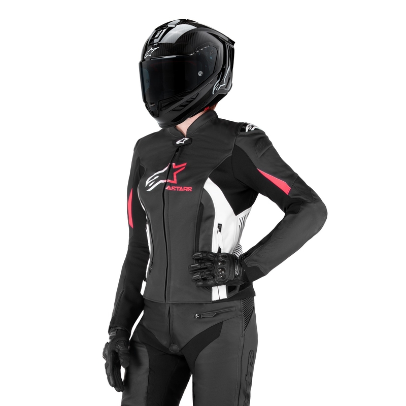 Alpinestars GP PLUS 4 női motoros kabát fekete-fehér-rózsaszín