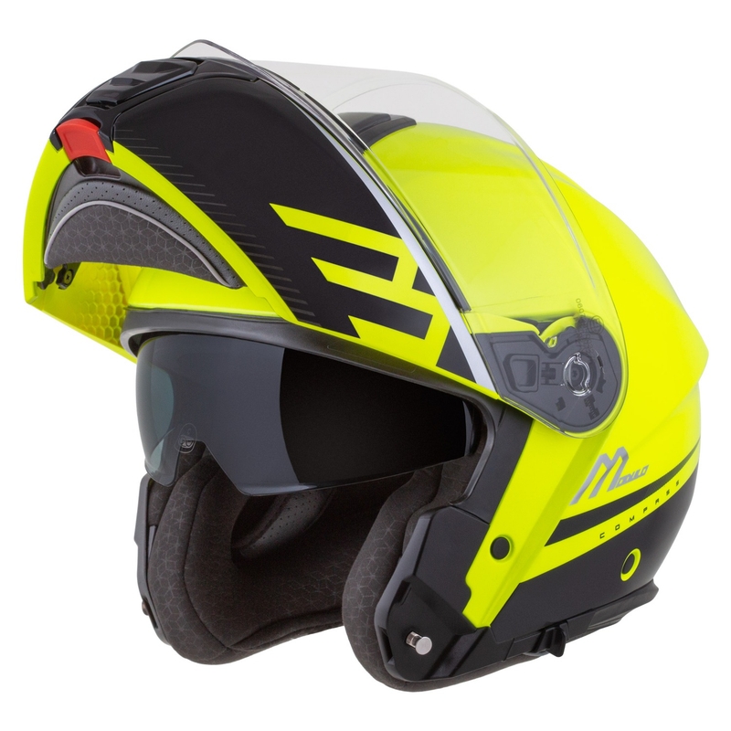 Cassida Modulo 2.1 Compass felnyitható bukósisak fluo sárga-fekete-ezüst-piros