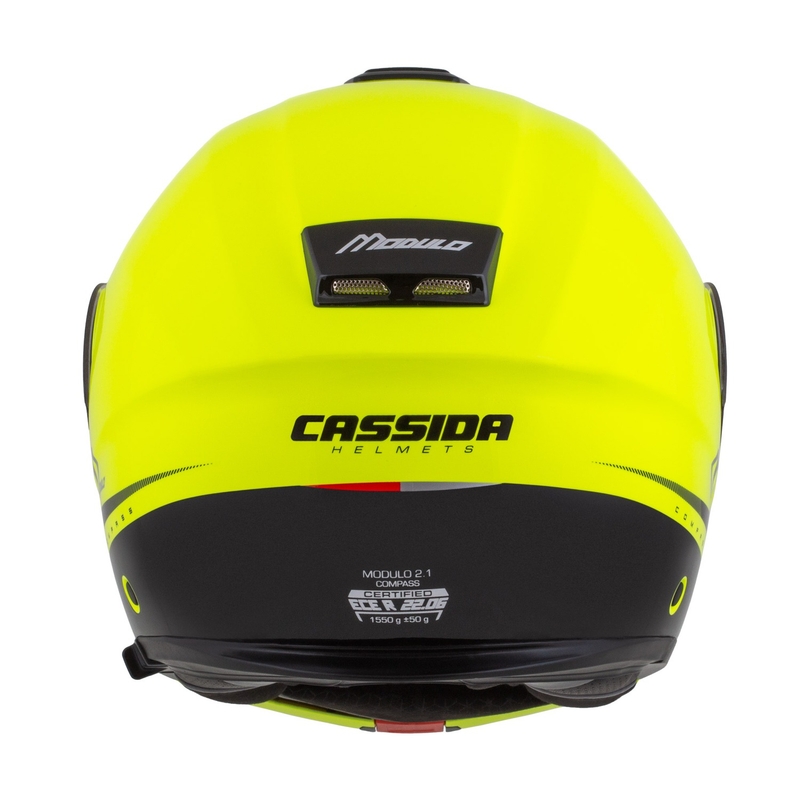 Cassida Modulo 2.1 Compass felnyitható bukósisak fluo sárga-fekete-ezüst-piros