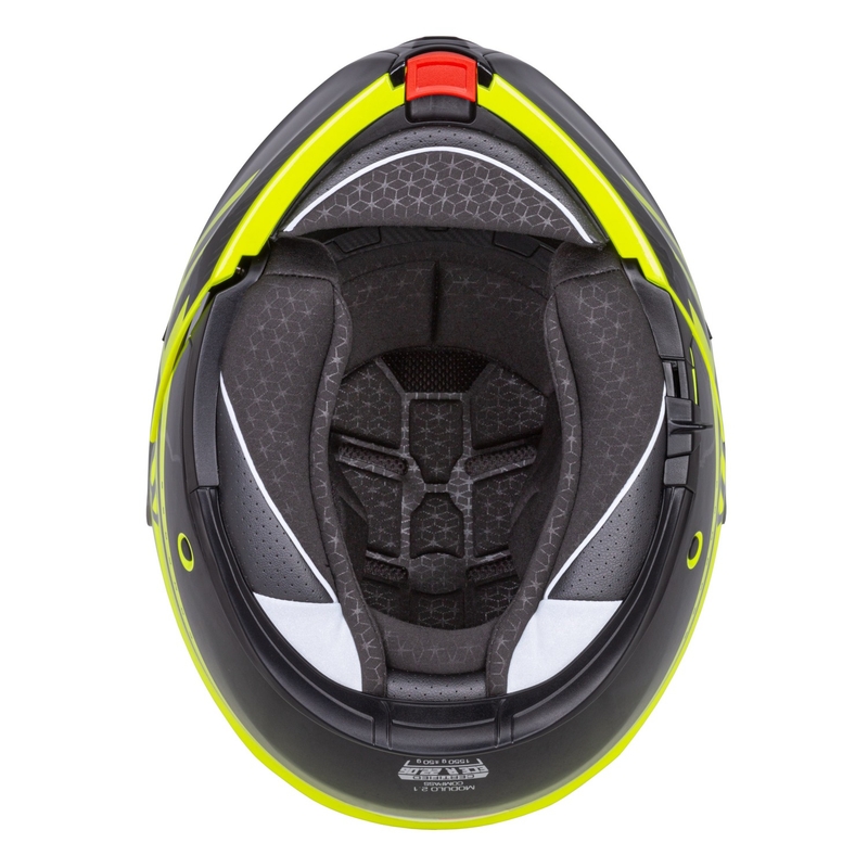 Cassida Modulo 2.1 Compass felnyitható bukósisak fluo sárga-fekete-ezüst-piros