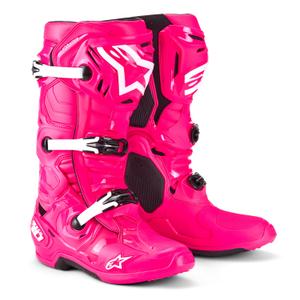 Alpinestars Tech 10 2025 motoros csizma rózsaszín-fekete-fehér