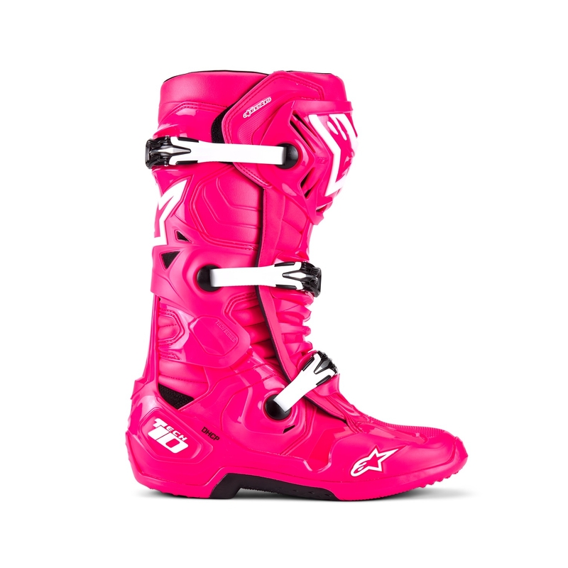 Alpinestars Tech 10 2025 motoros csizma rózsaszín-fekete-fehér