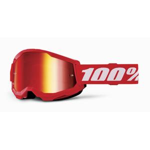 100% STRATA 2 gyerek motocross szemüveg piros, piros plexivel