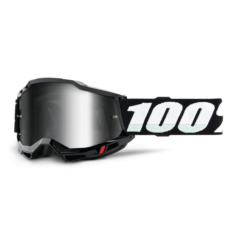 100% BLACK ACCURI gyerek motocross szemüveg ezüst plexi
