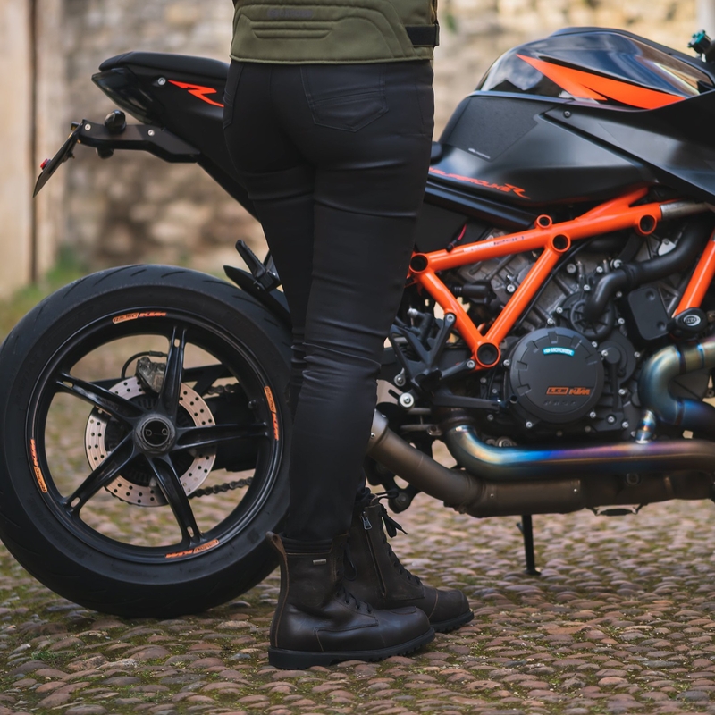 Oxford Original Approved Waxed Jeggins AA női rövidített motoros farmernadrág fekete