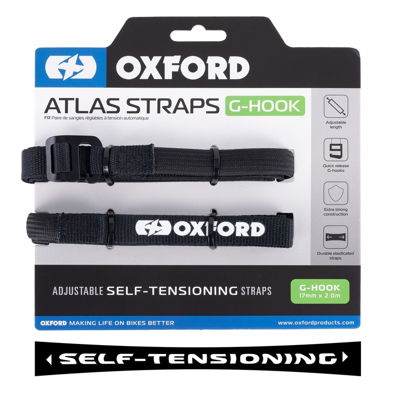 Oxford Atlas G-Hook csomagrögzítő pántok 2 db fekete 17 mm x 2 m