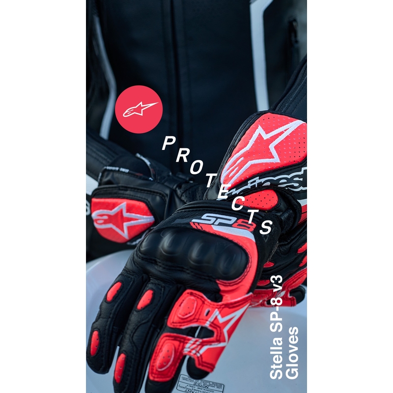 Alpinestars SP-8 női motoros kesztyű fekete-fehér-rózsaszín