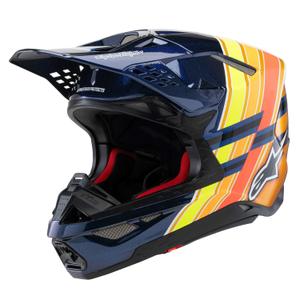 Alpinestars Supertech S-M10 TROY LEE DESIGNS kiadás motokrossz bukósisak gyöngyház kék-fluo narancssárga-sárga-piros