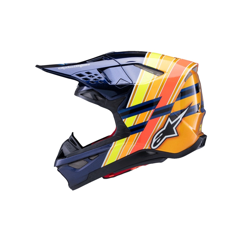 Alpinestars Supertech S-M10 TROY LEE DESIGNS kiadás motokrossz bukósisak gyöngyház kék-fluo narancssárga-sárga-piros