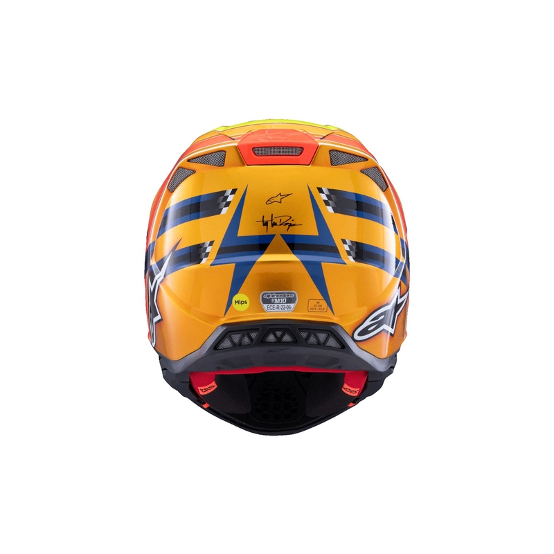 Alpinestars Supertech S-M10 TROY LEE DESIGNS kiadás motokrossz bukósisak gyöngyház kék-fluo narancssárga-sárga-piros