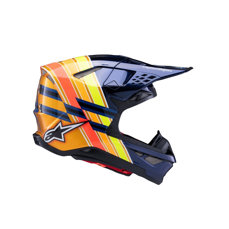 Alpinestars Supertech S-M10 TROY LEE DESIGNS kiadás motokrossz bukósisak gyöngyház kék-fluo narancssárga-sárga-piros