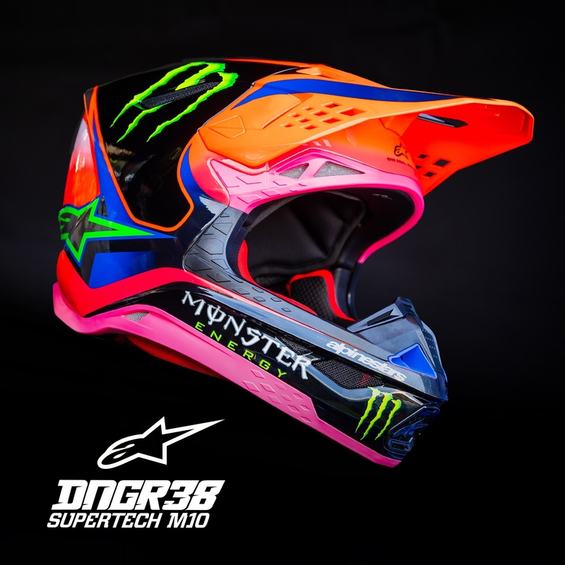Alpinestars Supertech S-M10 HAIDEN DEEGAN edition motocross sisak fluo narancs-lila-rózsaszín-zöld