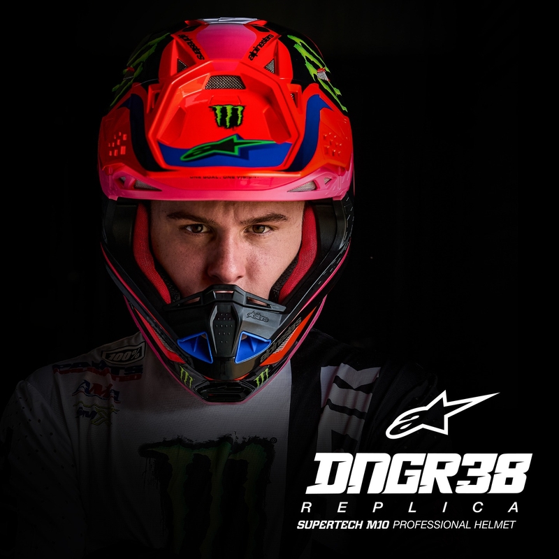 Alpinestars Supertech S-M10 HAIDEN DEEGAN edition motocross sisak fluo narancs-lila-rózsaszín-zöld