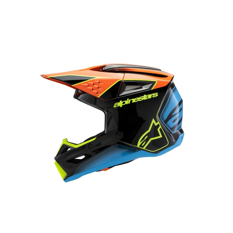 Alpinestars S-M3 FRAY gyermek motocross sisak fekete-fluoreszkáló narancs-fluoreszkáló sárga-türkiz
