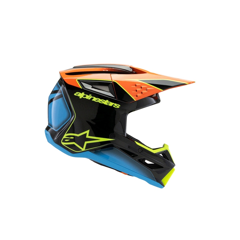 Alpinestars S-M3 FRAY gyermek motocross sisak fekete-fluoreszkáló narancs-fluoreszkáló sárga-türkiz