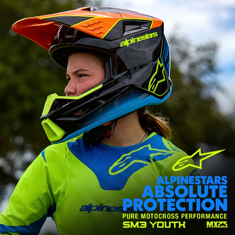 Alpinestars S-M3 FRAY gyermek motocross sisak piros-fluo sárga-fekete