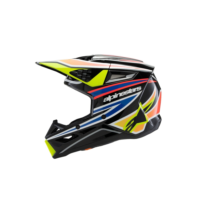 Alpinestars S-M3 WURX gyermek motocross sisak fekete-fluo sárga-kék-piros