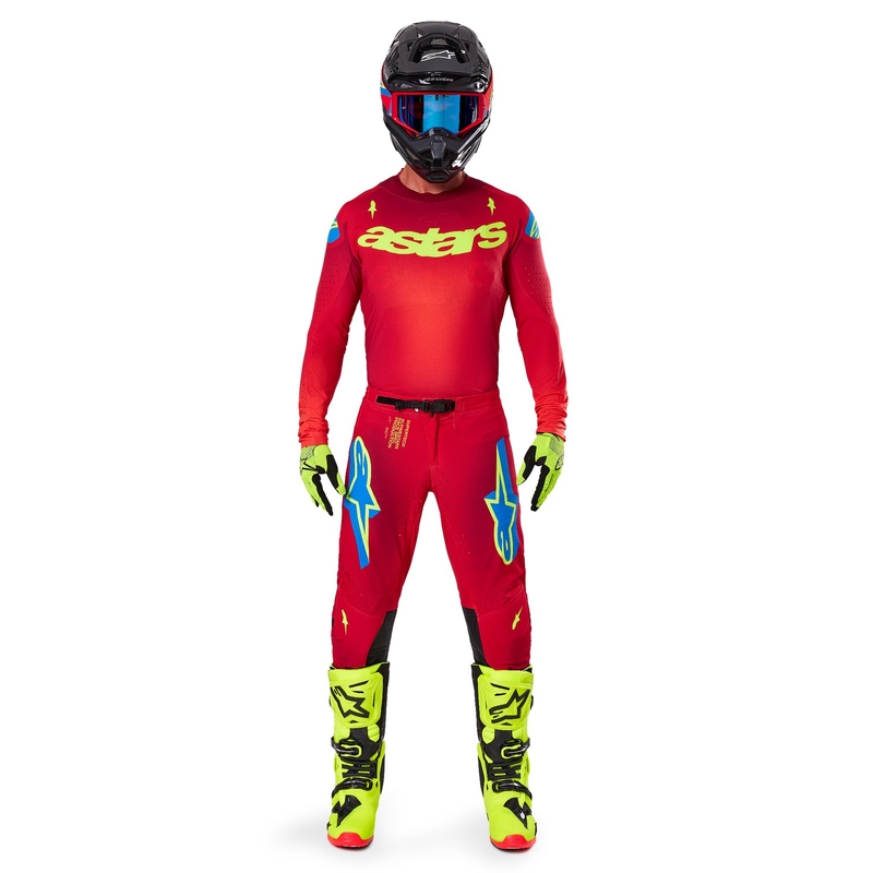 Alpinestars Supertech Maker motokrossz nadrág piros-fluo sárga