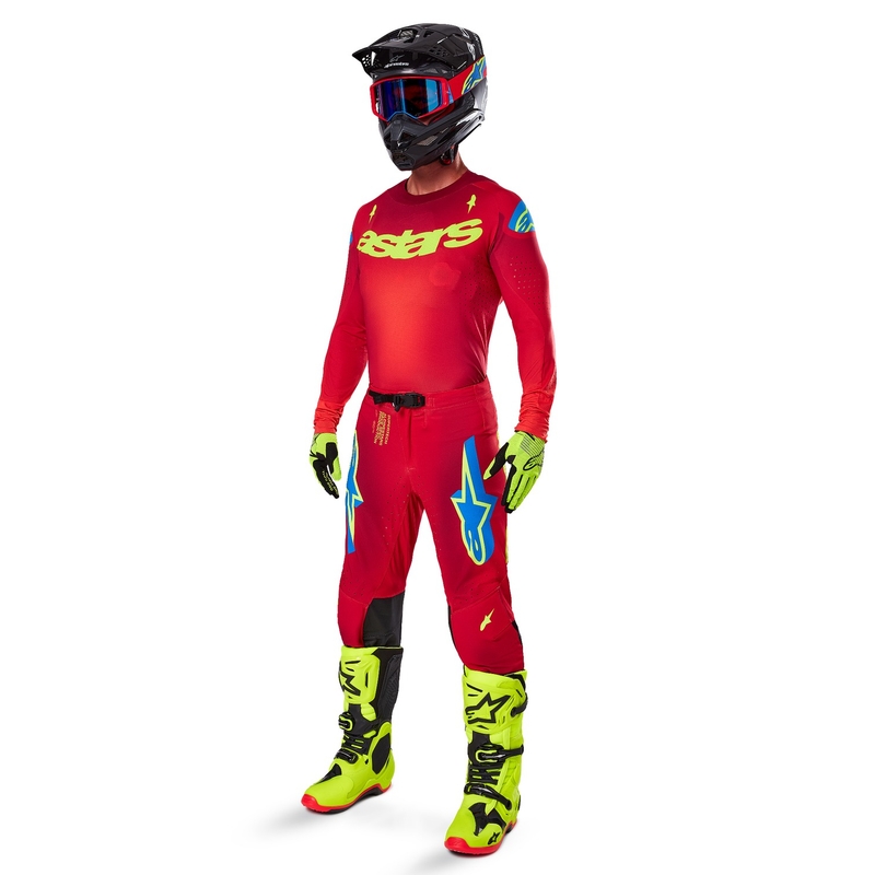 Alpinestars Supertech Maker motokrossz nadrág piros-fluo sárga