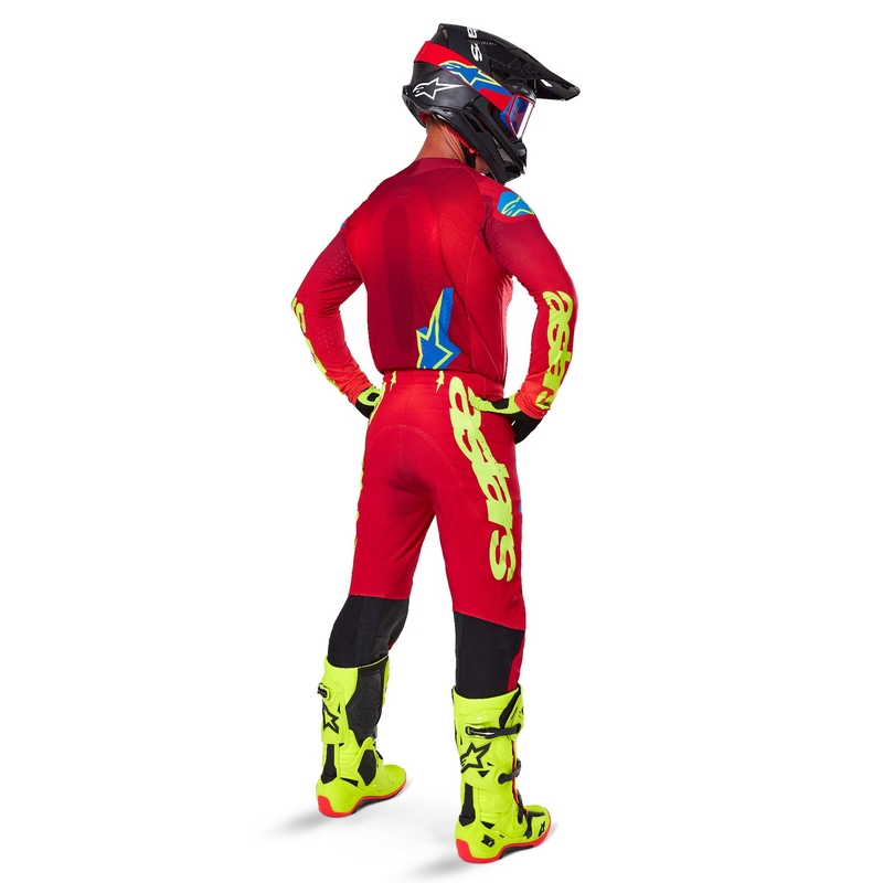 Alpinestars Supertech Maker motokrossz nadrág piros-fluo sárga
