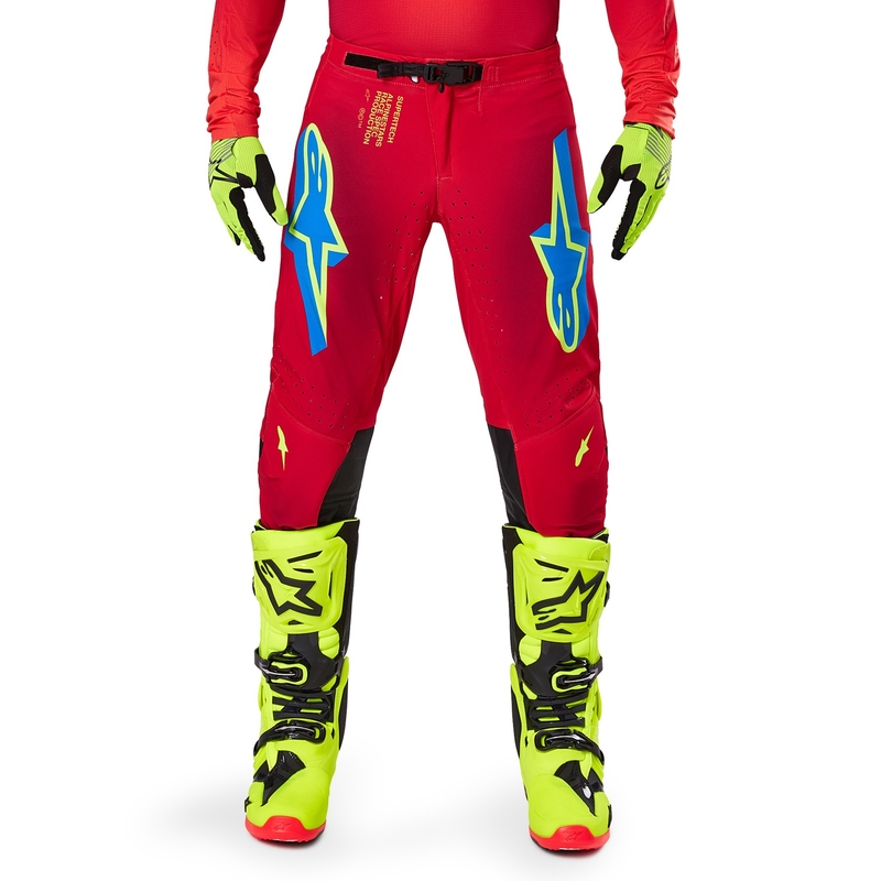 Alpinestars Supertech Maker motokrossz nadrág piros-fluo sárga