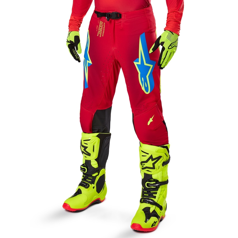 Alpinestars Supertech Maker motokrossz nadrág piros-fluo sárga