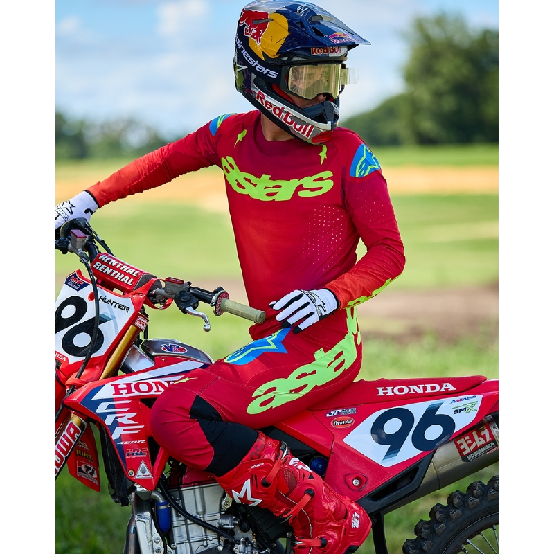Alpinestars Supertech Maker motokrossz nadrág piros-fluo sárga