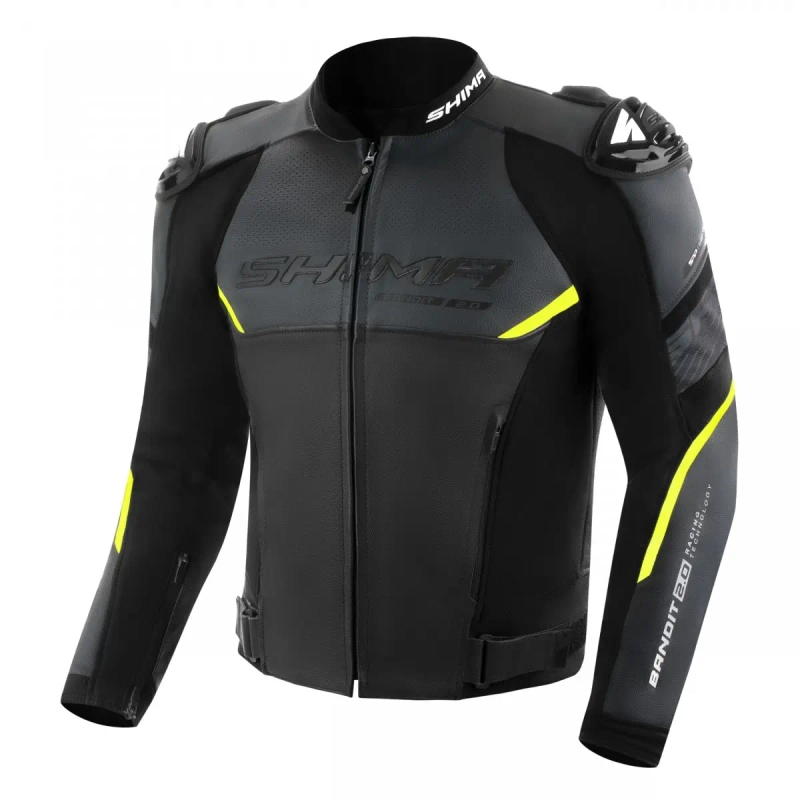 Shima Bandit 2.0 motoros bőrkabát fekete-fehér-fluo sárga