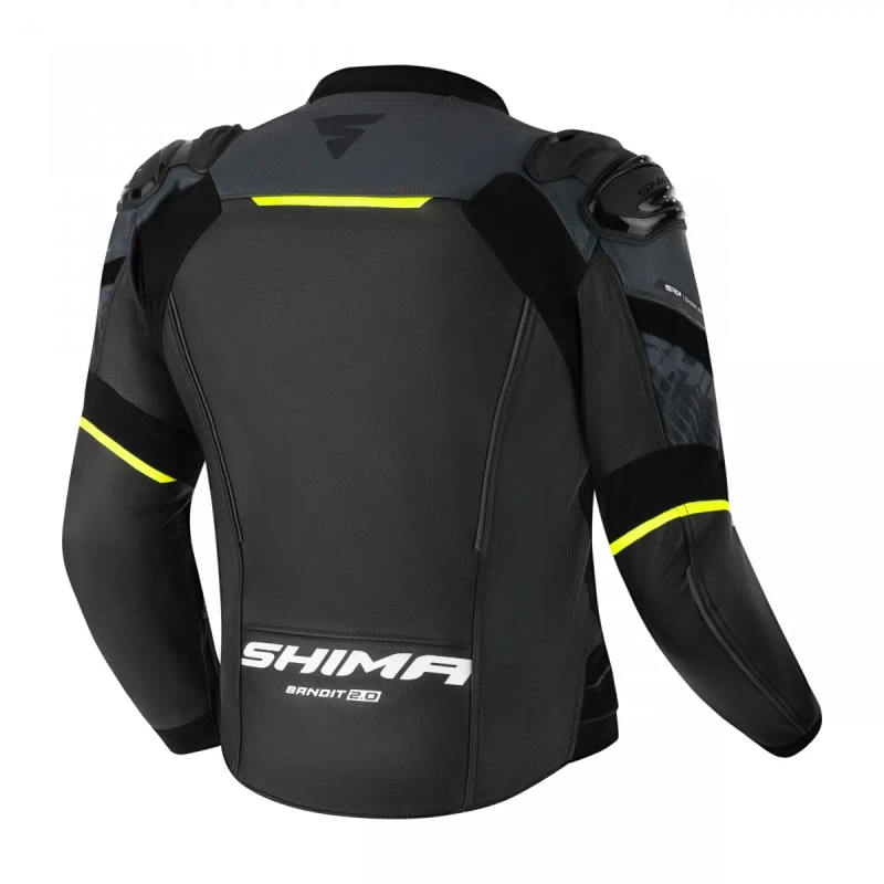 Shima Bandit 2.0 motoros bőrkabát fekete-fehér-fluo sárga