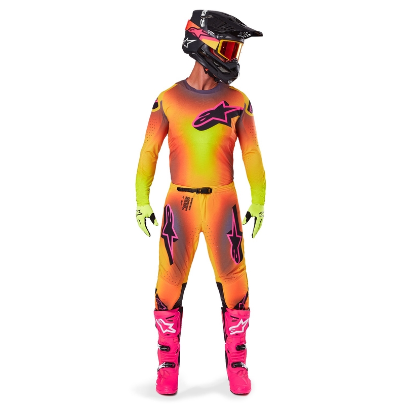 Alpinestars Supertech Lipan motokrossz nadrág sárga-rózsaszín