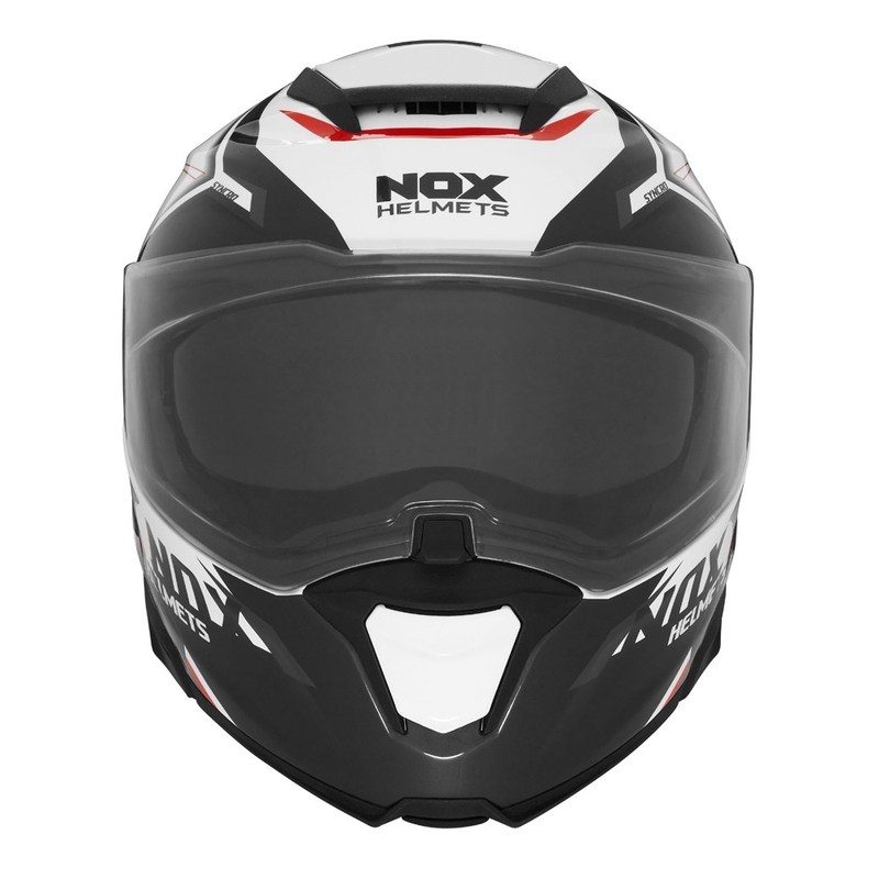 NOX N967 Synchro hátrahajtható motoros sisak fehér-fekete-piros