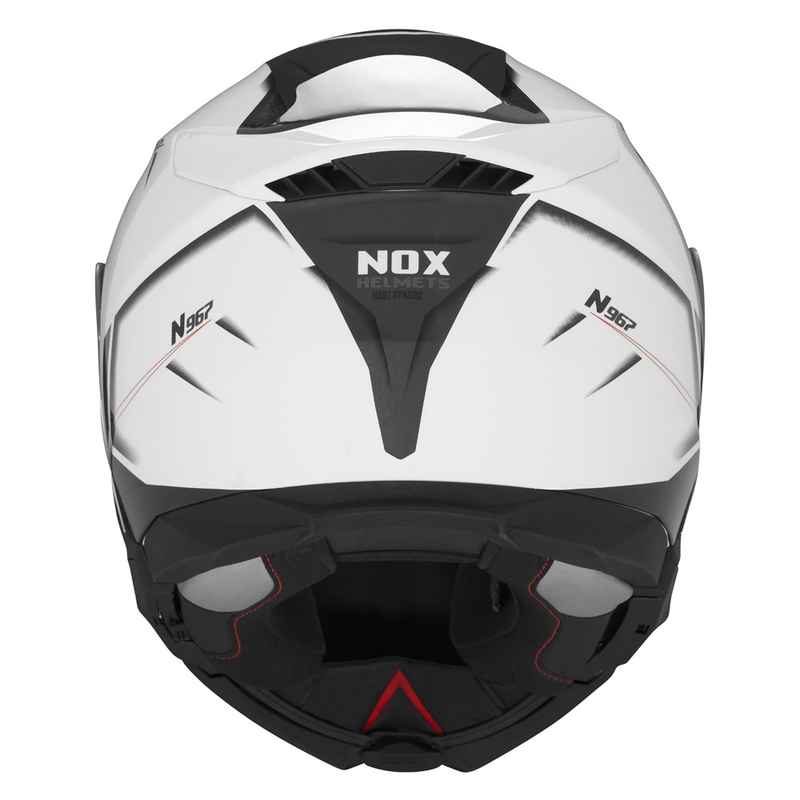 NOX N967 Synchro hátrahajtható motoros sisak fehér-fekete-piros