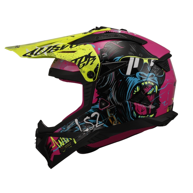 LS2 MX708 Fast II Gorilla motocrossz sisak lila-sárga