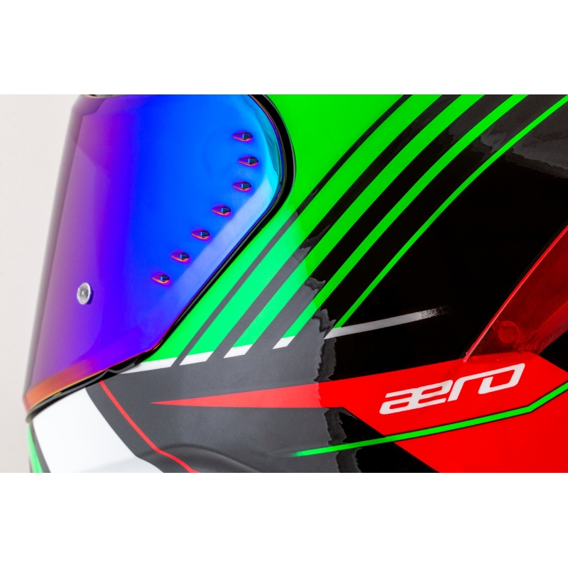 Cassida Aero Drome zárt motoros sisak fekete-piros-zöld-fehér