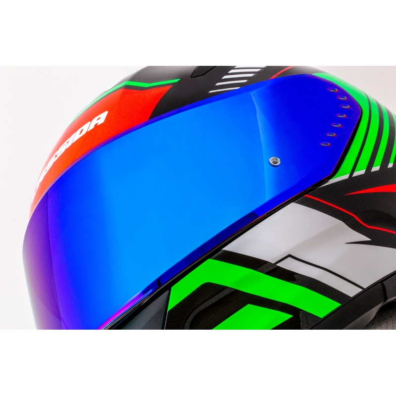 Cassida Aero Drome zárt motoros sisak fekete-piros-zöld-fehér