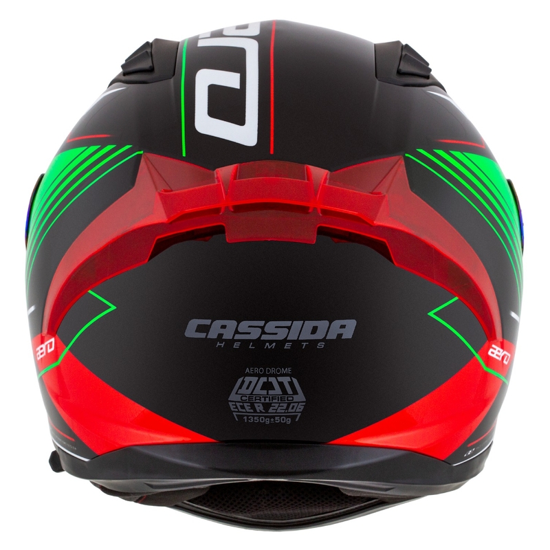 Cassida Aero Drome zárt motoros sisak fekete-piros-zöld-fehér