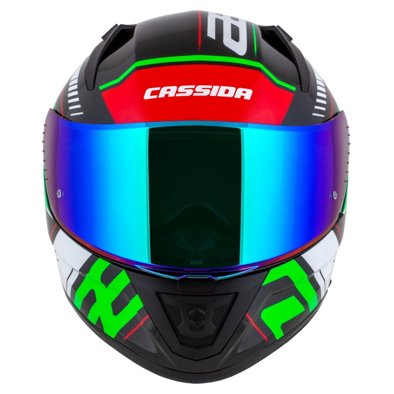Cassida Aero Drome zárt motoros sisak fekete-piros-zöld-fehér
