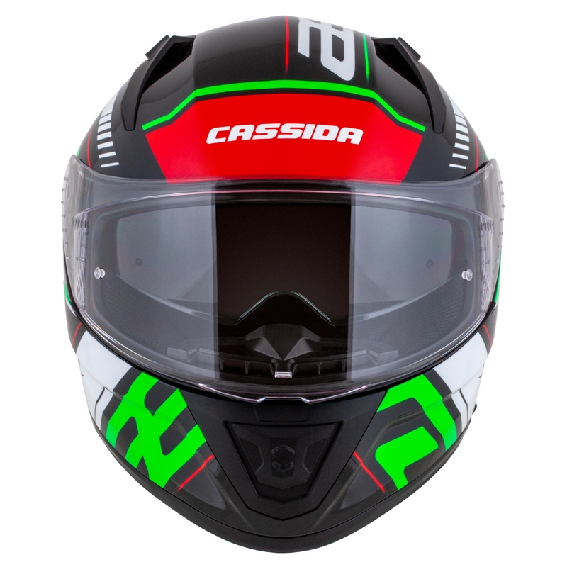 Cassida Aero Drome zárt motoros sisak fekete-piros-zöld-fehér