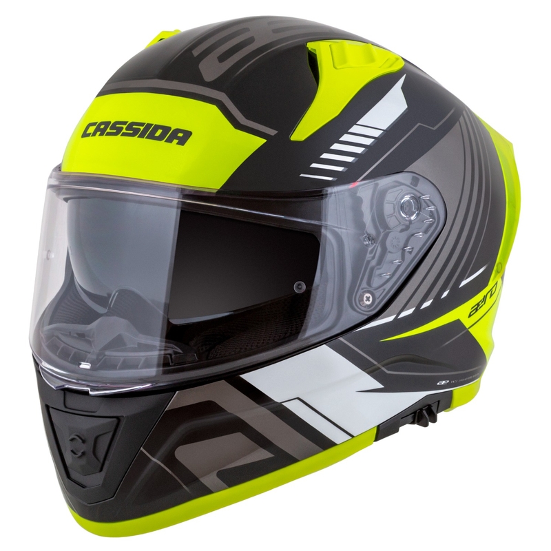 Cassida Aero Drome zárt motoros sisak fekete-fluo sárga-fehér-szürke-